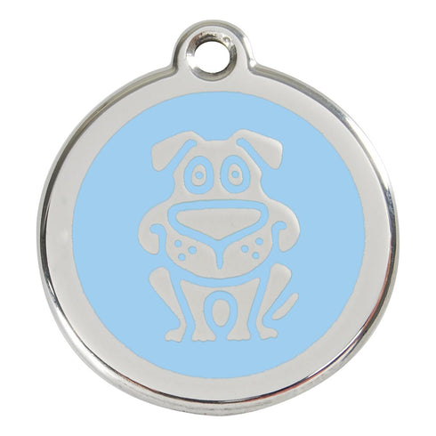 Stainless Steel And Enamel Dog Light Blue Dog ID Tag