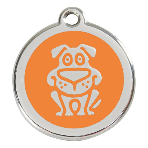 Stainless Steel And Enamel Dog Orange Dog ID Tag