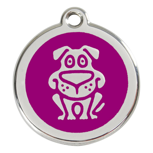 Stainless Steel And Enamel Dog Purple Dog ID Tag