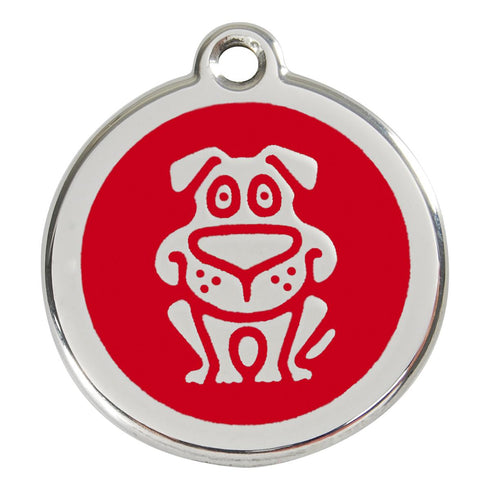 Stainless Steel And Enamel Dog Red Dog ID Tag