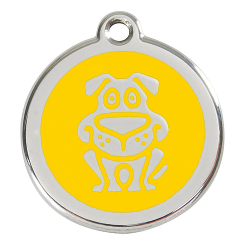 Stainless Steel And Enamel Dog Yellow Dog ID Tag