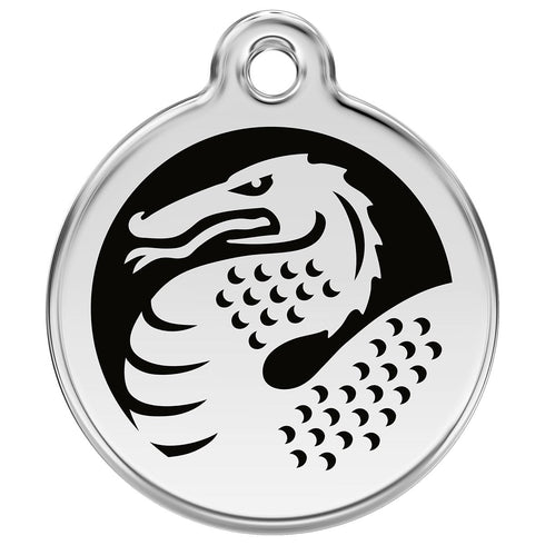 Stainless Steel And Enamel Dragon Black Dog ID Tag