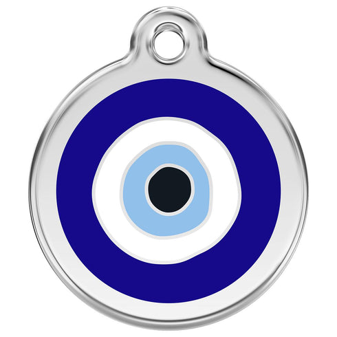 Stainless Steel And Enamel Evil Eye Dark Blue Dog ID Tag