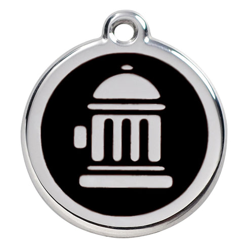 Stainless Steel And Enamel Fire Hydrant Black Dog ID Tag