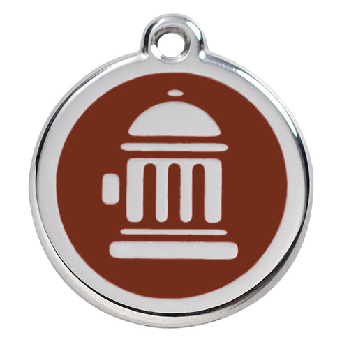 Stainless Steel And Enamel Fire Hydrant Brown Dog ID Tag