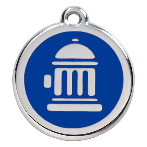Stainless Steel And Enamel Fire Hydrant Dark Blue Dog ID Tag