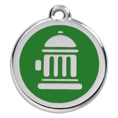 Stainless Steel And Enamel Fire Hydrant Green Dog ID Tag