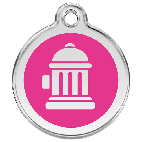 Stainless Steel And Enamel Fire Hydrant Hot Pink Dog ID Tag