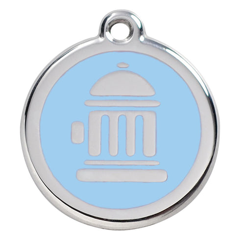 Stainless Steel And Enamel Fire Hydrant Light Blue Dog ID Tag