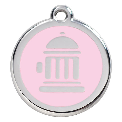 Stainless Steel And Enamel Fire Hydrant Pink Dog ID Tag