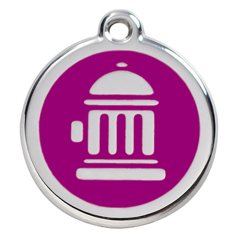 Stainless Steel And Enamel Fire Hydrant Purple Dog ID Tag