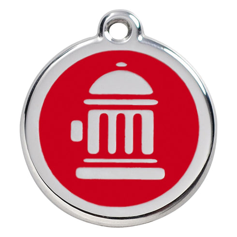 Stainless Steel And Enamel Fire Hydrant Red Dog ID Tag