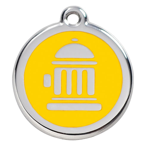 Stainless Steel And Enamel Fire Hydrant Yellow Dog ID Tag