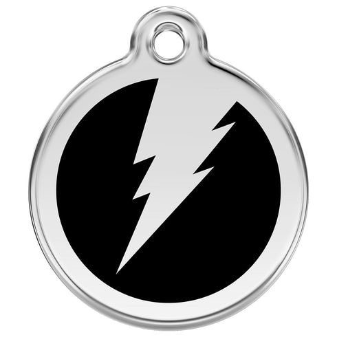 Stainless Steel And Enamel Flash Black Dog ID Tag