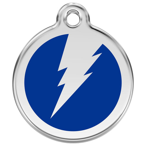 Stainless Steel And Enamel Flash Dark Blue Dog ID Tag