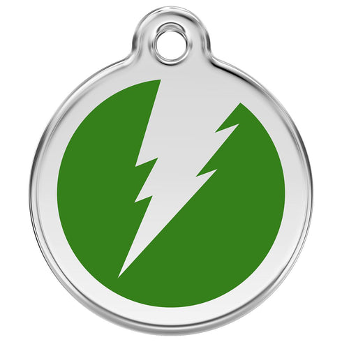 Stainless Steel And Enamel Flash Green Dog ID Tag