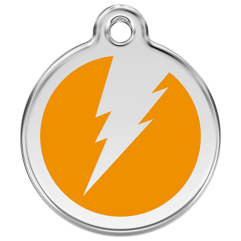 Stainless Steel And Enamel Flash Orange Dog ID Tag