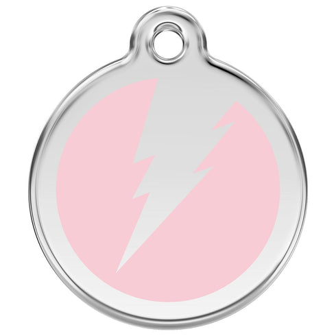 Stainless Steel And Enamel Flash Pink Dog ID Tag