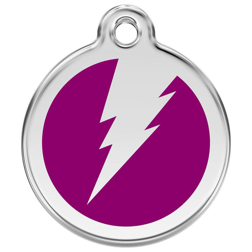 Stainless Steel And Enamel Flash Purple Dog ID Tag