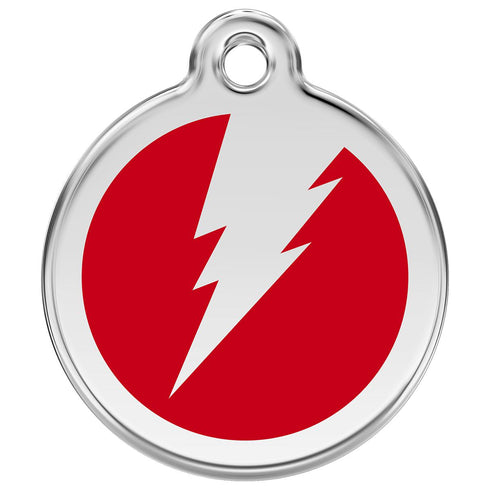 Stainless Steel And Enamel Flash Red Dog ID Tag