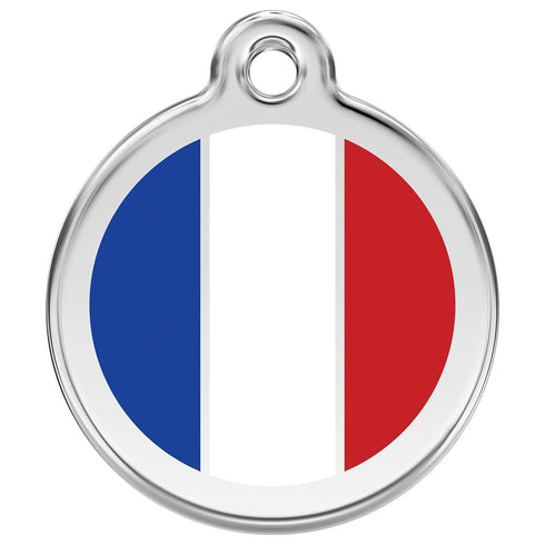 Stainless Steel And Enamel French Flag Dog ID Tag