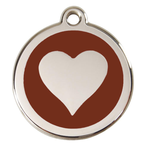 Stainless Steel And Enamel Heart Brown Dog ID Tag