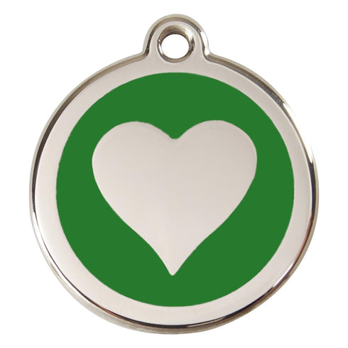 Stainless Steel And Enamel Heart Green Dog ID Tag