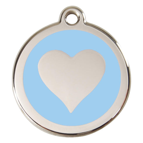 Stainless Steel And Enamel Heart Light Blue Dog ID Tag