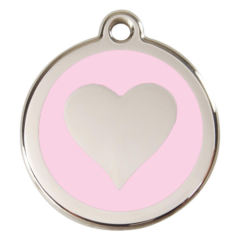 Stainless Steel And Enamel Heart Pink Dog ID Tag