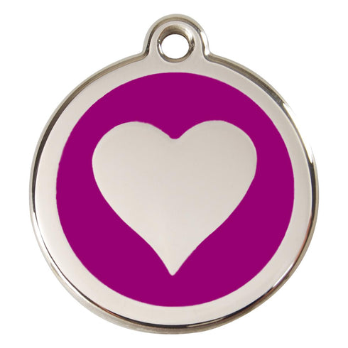 Stainless Steel And Enamel Heart Purple Dog ID Tag