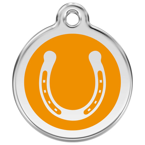 Stainless Steel And Enamel Horseshoe Orange Dog ID Tag