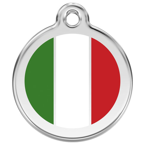 Stainless Steel And Enamel Italian Flag Dog ID Tag