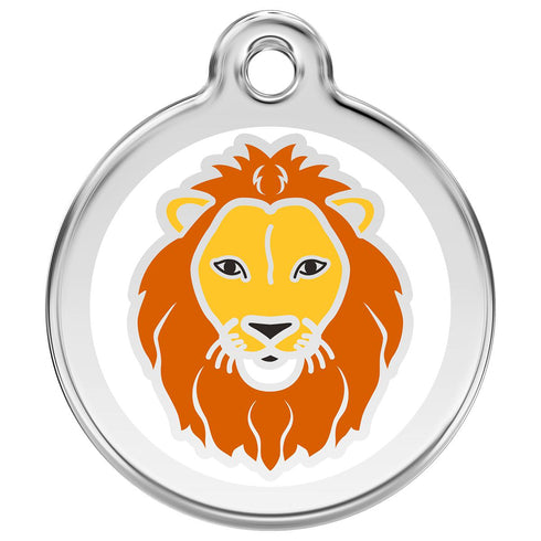 Stainless Steel And Enamel Lion Dog ID Tag