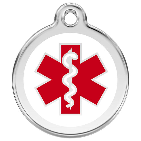 Stainless Steel And Enamel Medical White Dog ID Tag