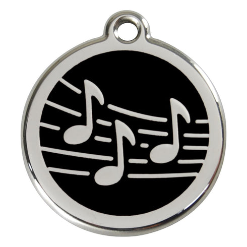 Stainless Steel And Enamel Music Black Dog ID Tag