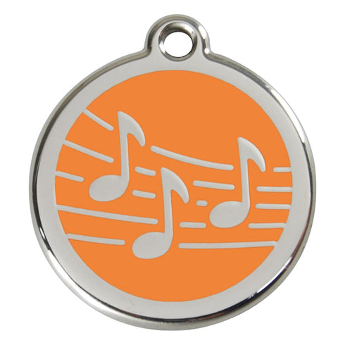 Stainless Steel And Enamel Music Orange Dog ID Tag