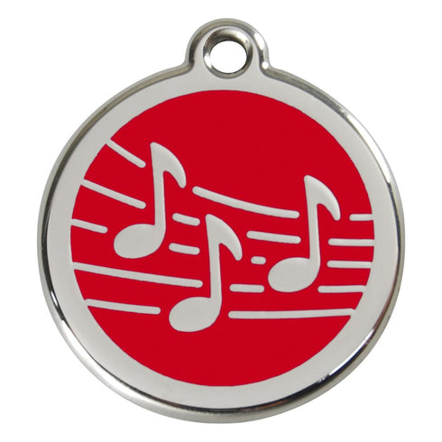Stainless Steel And Enamel Music Red Dog ID Tag