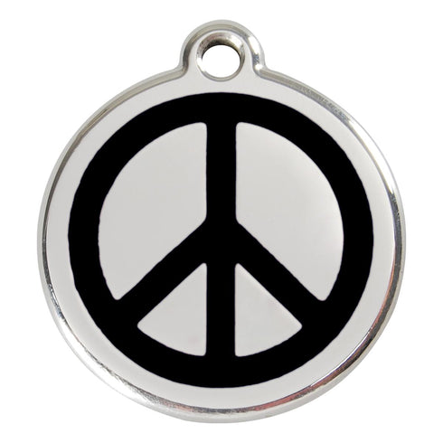 Stainless Steel And Enamel Peace Sign Black Dog ID Tag