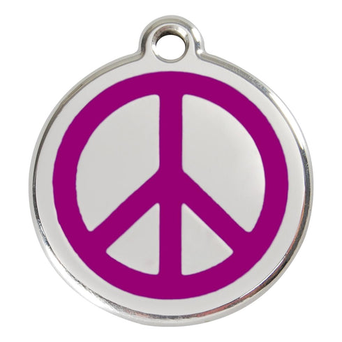 Stainless Steel And Enamel Peace Sign Purple Dog ID Tag