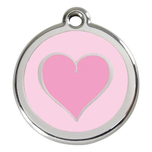 Stainless Steel And Enamel Pink Heart Dog ID Tag