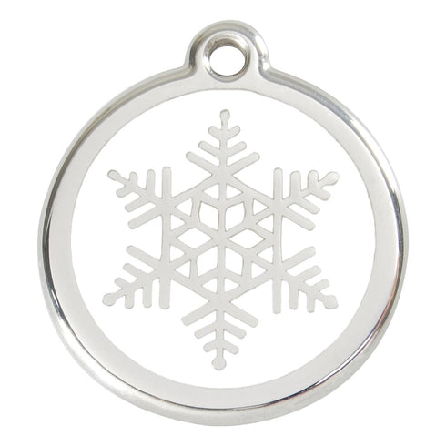 Stainless Steel And Enamel Snowflake Dog ID Tag