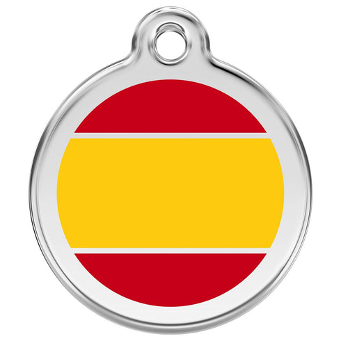 Stainless Steel And Enamel Spanish Flag Yellow Dog ID Tag