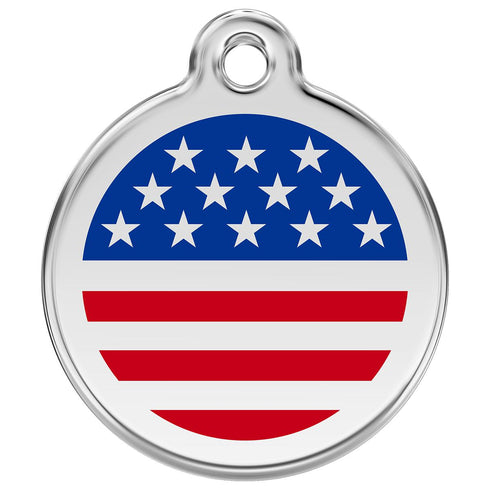 Stainless Steel And Enamel Stars And Stripes Dog ID Tag