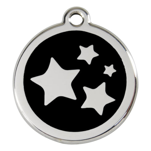 Stainless Steel And Enamel Stars Black Dog ID Tag