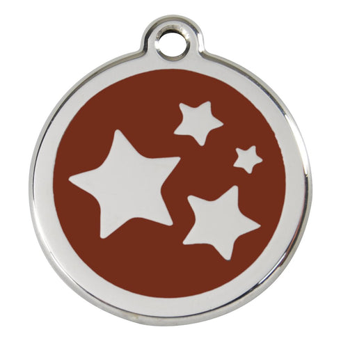 Stainless Steel And Enamel Stars Brown Dog ID Tag