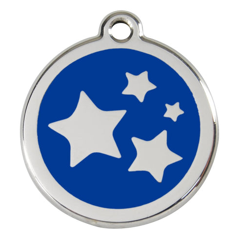 Stainless Steel And Enamel Stars Dark Blue Dog ID Tag