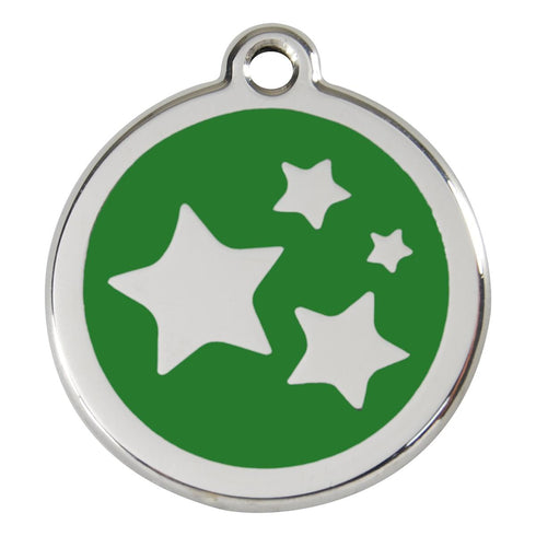 Stainless Steel And Enamel Stars Green Dog ID Tag