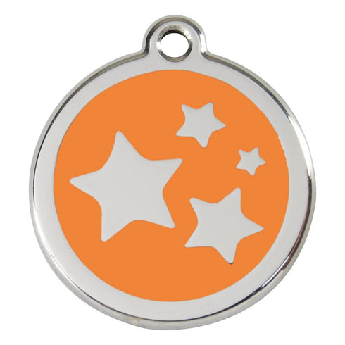 Stainless Steel And Enamel Stars Orange Dog ID Tag