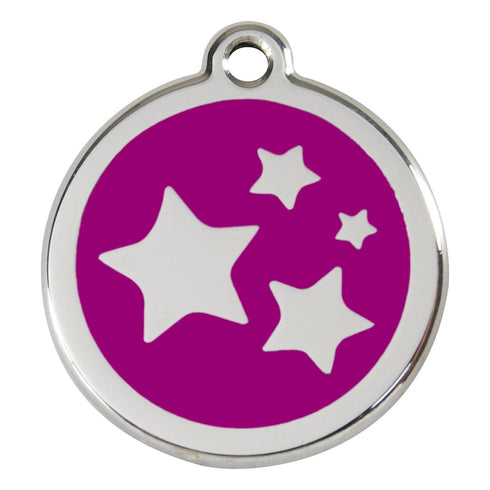 Stainless Steel And Enamel Stars Purple Dog ID Tag