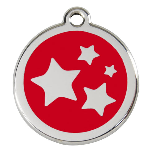Stainless Steel And Enamel Stars Red Dog ID Tag